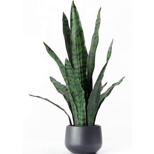 Ollain Artificial Snake Plant with Potted 23.6" Fake Plastic Sansevieria Faux Plants in Pot for Outdoor Window Box Verandah Planter Indoor Outside Home Garde Office Room Gardening Decoration (Green)