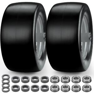 11x 6.00-5 Flat Free Tire, 2 Pack Zero Turn Front Mower Tires, 11x6.00-5 Solid Lawn Mower Tire with 3/4" or 5/8" & 1/2" Bearings, 450lbs, 6"- 8" Centered Hub for Bad Boy/Cub Cadet Lawn Mowers, 11x6.00-5 Solid TiresGery Rim)