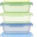 Ello Snap & Nest 10-Piece 4.5 Cup Plastic Meal Prep Set, Reusable Food Containers for Healthy Eating, Freezer, Dishwasher Safe, Seafoam