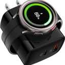 Samsung Galaxy Watch8 Charger, 3 in 1 Wireless Charging Cube for Galaxy Watch Ultra 8 Classic 7 6 5, Double Port USB C + USB A Fast Charger Wall Plug Power Block for Samsung A17 A16 A15 A36 S26-Black