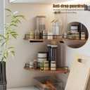 Corner Floating Shelves, Rustic Brown Wood, Set of 2, Wall Mount Storage with Guardrail for Bathroom Kitchen Living Room