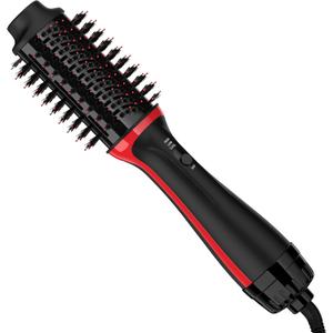 Hair Dryer Brush in One, Hot Air Straightener Brush with Negative Ion Anti-frizz Ceramic Titanium Barrel, 3 Heat/Speed Settings, ALCI Safety Plug, Black, for All Hair Types