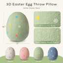 Ashler Easter Pillows, Egg Shaped Throw Pillow, Green Spring Easter Decoration, Teddy Sherpa Egg Pillow with Colorful Polka Dots Embroidery, Easter Eggs Decor for Bedroom, Living Room, Couch, 14x11 in
