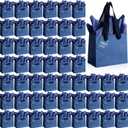 Qilery 50 Pcs Wedding Mini Paper Gift Bags Bulk with Tissue Paper Small Gift Bags with Handle and Tags for Birthday Graduation Summer Party Business (Blue, 4.7 x 2.4 x 3.9'')