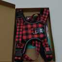 PoyPet No Pull Dog Harness, [Release at Neck] Reflective Adjustable No Choke Pet Vest with Front & Back 2 Leash Attachments, Soft Control Training Handle, Plaid(Checkered Red, L)