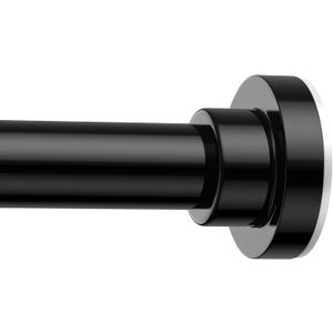 AIZESI Tension Curtain Rod 32-64 Inch Adjustable No Drilling 7/8" Diameter Black Tension Rod | Spring Loaded Curtain Rods for Window Doorway Bathroom Kitchen Closet