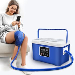 Cold Therapy Machine, Ice Therapy Machine for Knee with Adjustable Flow Rate, Digital Timer, Quiet Pump, Knee Pad, Cold Therapy Unit for Long-Term Relief and Recovery (Blue)