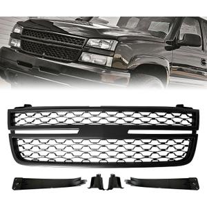 Front Upper Grille Grill For Chevy Silverado 1500 2500 HD 3500 Black Grill 2005-2007