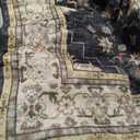 Black Boho Rug for Living Room 9x12 - Washable Dining Room Rugs for Under Table, Vintage Soft Low Pile Carpet for Bedroom, Non-Slip Farmhouse Bohemian Large Tumble Rug for High Traffic Area