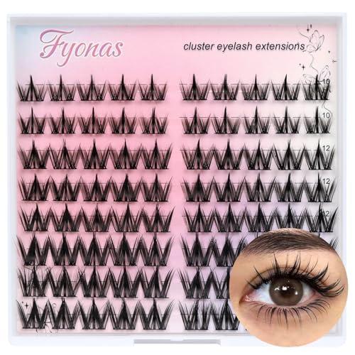 Fyonas Lash Clusters Manga Eyelash Clusters Spiky Cluster Eyelash Extensions 80Pcs C Curl Individual Lashes Volume Anime Lash Clusters with Thin Band Cosplay Lashes DIY at Home (Cutey) 2pc