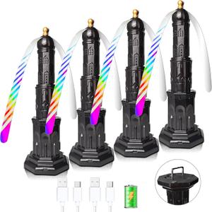 4pcs Food Fans for Tables Rechargeable,Retractable Food Spinner for Indoor Meals,Picnic,Party(Black) (4PACKB)