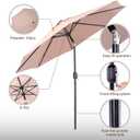 Backyard Expressions 9 ft. Patio Umbrella, Market Table Umbrella w/Tilt and Crank, 8 Ribs