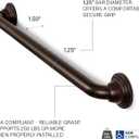 Seachrome 24 inch Finger Grip Grab Bar for Bathroom, Curl Grip, ADA Safety Grip Assist Shower Rail for Elderly and Seniors, Stainless Steel, Oil Rubbed Bronze