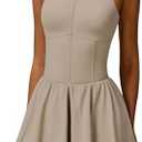 QBGJTD Womens Tennis Golf Dress with Built-in Bra Shorts Zipper Slim Fit A-line Hem Skirt Athletic Dresses with Pockets, S