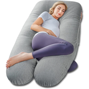Meiz Pregnancy Pillows, Cooling Silky Pregnancy Pillows for Sleeping, 60" Full Body Maternity Pillow for Tall Pregnant Woman with Cooling Silk Jersey Cover, Grey