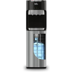 Brio Bottom Loading Water Cooler Dispenser for 5 Gallon Bottles - 3 Temperatures with Hot, Room & Cold Spouts, Child Safety Lock, LED Display with Empty Bottle Alert, Stainless Steel