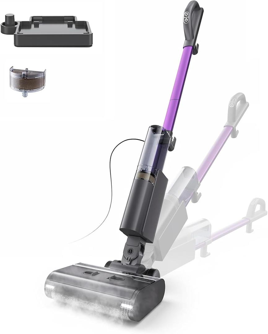 Steam Mop for Floor Cleaning, Lightweight 4-in-1 Steam Cleaner | Fast Heating & Self-Cleaning, Electric Mop for Home with 19.6ft Cord, 180 Lie Flat & LED Headlights for Sealed Hard Floors
