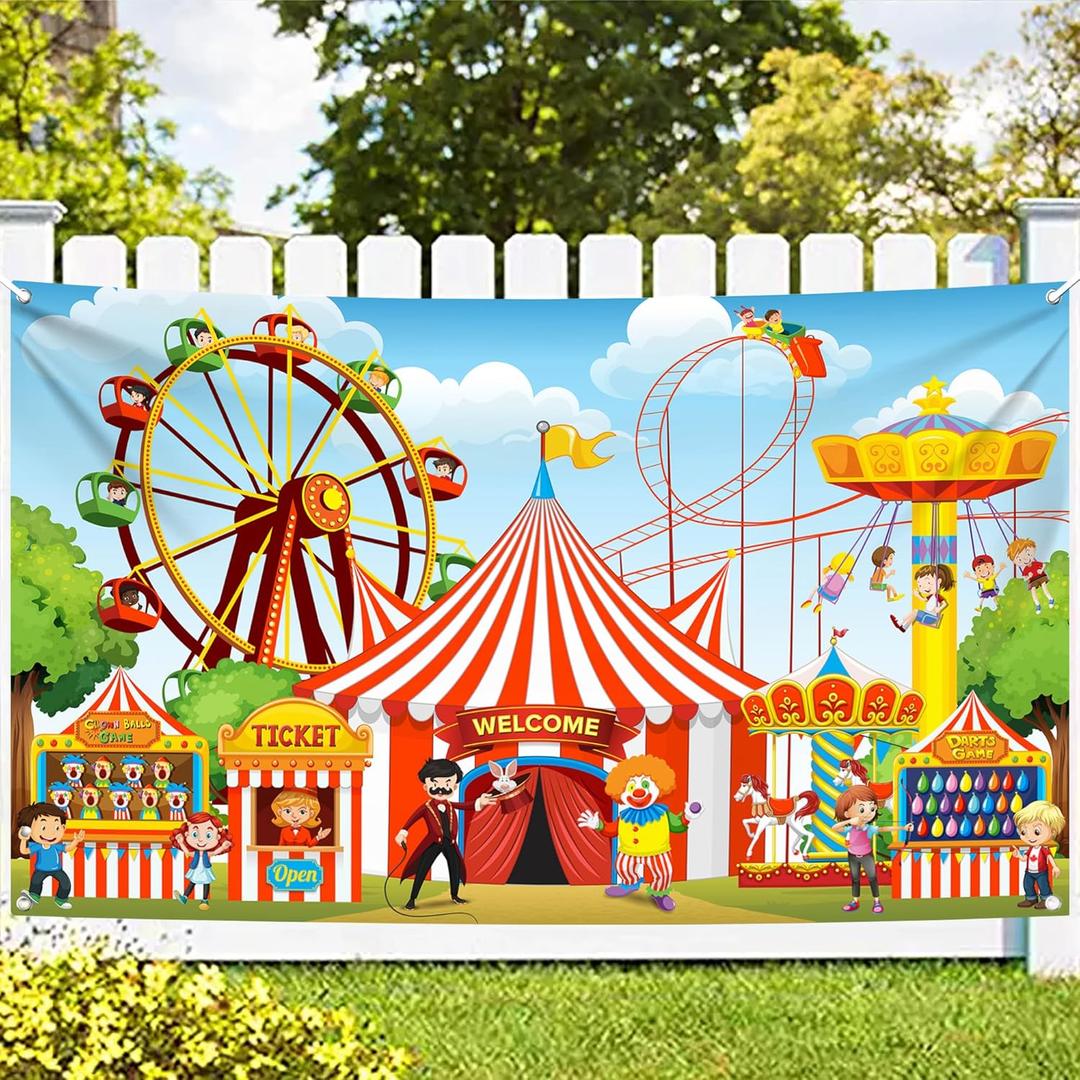 KatchOn, XtraLarge, Carnival Backdrop for Carnival Games - 72x44 Inch | Carnival Theme Party Decorations | Circus Theme Party Decorations | Carnival Banner, Carnival Decorations for Event Outdoor