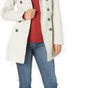 Sebby Collection Women's Soft Shell Trench Coat with Detachable Hood (Stone, Medium)