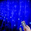 Lainin 12ft/3.5M USB Powered 8 Modes Snowflake Curtain Night Light Icicle Fairy String Light, Perfect for Christmas Wedding Holiday Garden Indoor/Outdoor Party Decoration - Blue