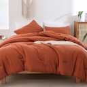 ROSGONIA Queen Comforter Set Burnt Orange, 3pcs (1 Boho Terracotta Comforter & 2 Pillowcases), Lightweight Fall Bedding Rust Blanket All Season Quilt, Queen Comforter 90"x90"