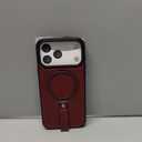 for iPhone 17 Pro Max Case Leather | iPhone 17 Pro Max Leather Case with Stand | Compatible with MagSafe with Magnetic Ring Grip Holder (Burgundy, IP17 Pro Max-6.9inch)