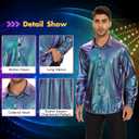 Zando Mens Disco Shirt Outfit Retro 70s Shirts for Men Sequin Glitter Long Sleeve Button Down Disco Outfits Party Costume (XXL)