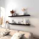 YYWUOJJ Wood Floating Shelves for Wall Decor, Rustic Wall Shelves for Bedroom Bathroom Kitchen Living Room, Set of 4 Walnut 48 Inch