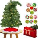 Syhood 1.5ft Bendable Christmas Tree Whimsical Christmas Bent Top Artificial Xmas Tree with LED Lights Ornament Bag, Green