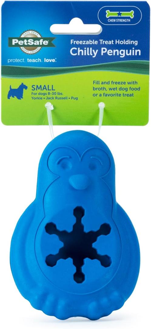 PetSafe Chilly Penguin - Freezable Dog Toy for Small Dogs - Fill and Freeze - Frozen Dog Toy to Fill with Treats - French Vanilla Scented - Interactive Pet Puzzle for Boredom or Separation Anxiety
