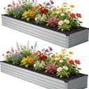 zunatu 12x2x1 ft(2 Pack) Galvanized Raised Garden Bed,Outdoor Planter Box Metal Patio Kit Planting Bed for Vegetables Flowers and Succulents, Silver