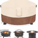 Dalema Fire Pit Cover,Outdoor Heavy Duty 600D 100% Waterproof Fire Pit Cover Round,Weatherproof Firepit Covers Round 44" Dia x 24" H,Beige & Brown