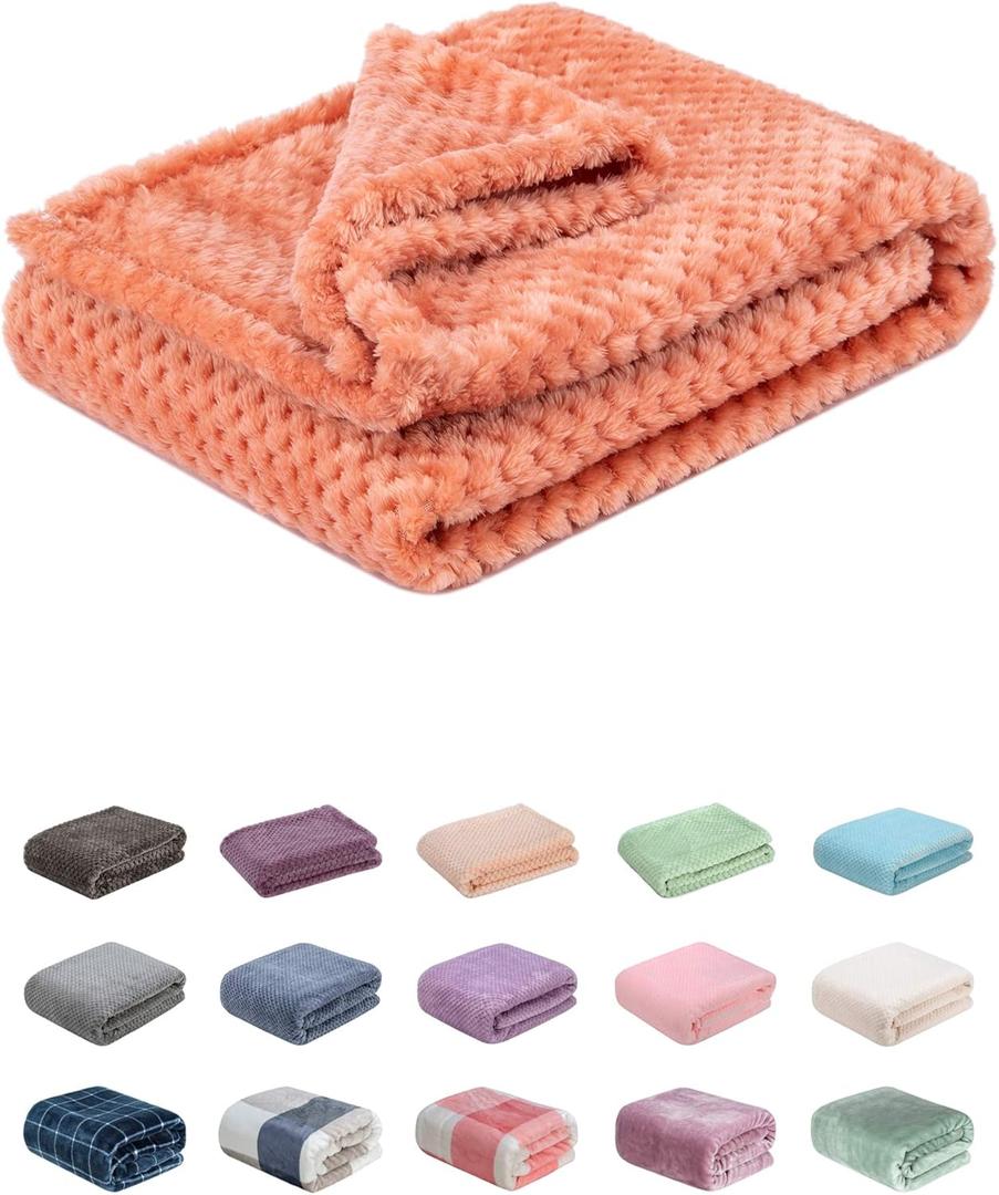 Fuzzy Blanket or Fluffy Blanket for Baby, Soft Warm Cozy Coral Fleece Toddler, Infant or Newborn Receiving Blanket for Crib, Stroller, Travel, Decorative (28Wx40L, XS-Grapefruit)