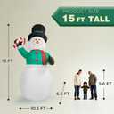 15 FT Christmas Inflatables Snowman Outdoor Decorations, Blow Up Snowman with Candy Cane Yard Decor for Garden Lawn Xmas Party