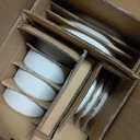 MONITO Ceramic Plates and Bowls Sets for 4, 12PCS Stoneware Dinnerware Sets, Reactive Glaze Dish Set, Chip and Scratch Resistant Double, Microwave and Dishwasher Safe,White