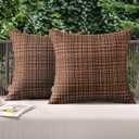 MIULEE Outdoor Waterproof Throw Pillow Covers Decorative Farmhouse Water Resistant Cushion Covers for Tent Patio Garden Couch Sofa Pack of 2, 18x18 Inch Coffee