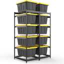 27 Gallon Tote Storage Rack, Heavy-Duty Storage Bin Rack Organizer, 5-Tier Standing Storage Bin Shelves, 250 lb Capacity, Maximize Space for Garage, Warehouse, Utility, 2 Pack Pro(Totes Not Included)