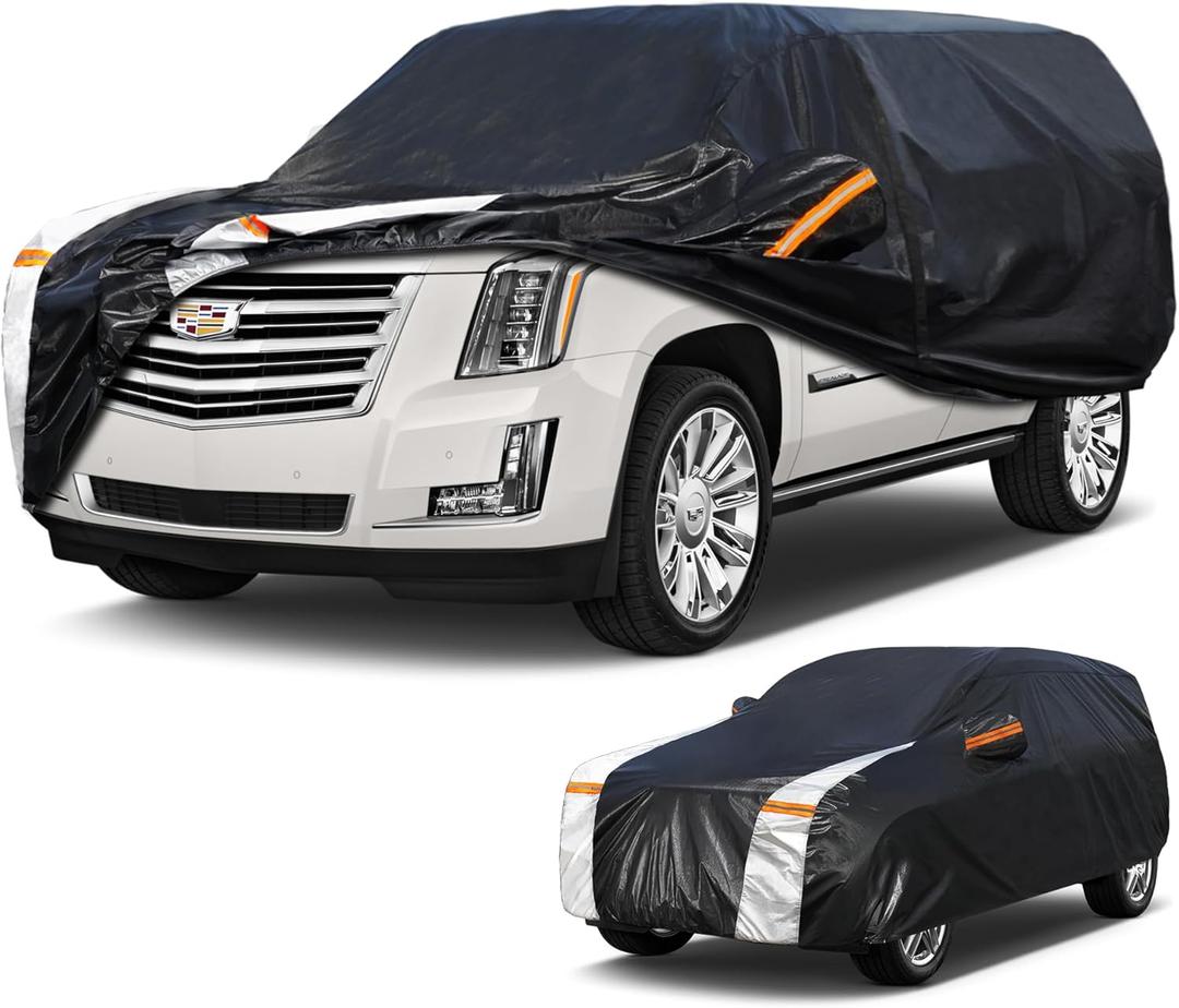 Cotryvox Large SUV Car Cover for Cadillac Escalade 100% Waterproof All Weather, Heavy Duty Outdoor Full Exterior Covers Rain Sun Wind UV Protection.