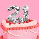 xo, Fetti 21 Birthday Disco Cake Topper - 6 pcs | Groovy Bday Party, Finally Legal Supplies, Cute Boogie Decorations, 21st Dancing Queen