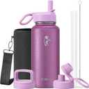 Coolflask 32 oz Water Bottle Insulated with Straw & 3 Leakproof Lids
Water Flask Stainless Steel Triple-Wall Vacuum,Cold 48+h, Dishwasher Safe,Wide Mouth,BPA-Free,Carrier Bag,for Gym,Hiking