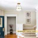 Bagood 10" Modern Semi Flush Mount Ceiling Light Fixture Mid Century Ceiling Light Globe Ceiling Light Fixture with Milk Glass Shade Brass Finish for Kitchen Island Hallway Living Room (Bulb Incl.)