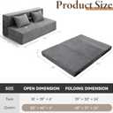 HOMFINE Folding Sofa Bed - Convertible Sleeper Chair with Pillow, Fold Out Couch, Memory Foam Floor Mattress, Futon Couch, Lazy Sofa for Living Room/Dorm/Guest Room/Home Office, Grey, Queen Size