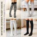Geyoga 4 Pairs Knee High Fuzzy Socks for Girls Soft Warm Plush Soft Long Cozy Winter Socks for Christmas Winter Gifts