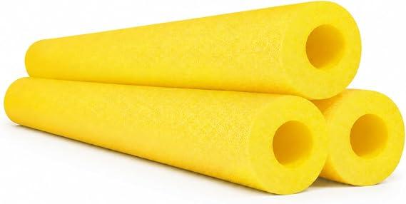 Chochkees Pool Noodles 52" x 2.5" Inch Swimming Hollow Core Foam Tube, Floating Thick Noodles for Floating, Pool Accessories (Yellow, 3-Pack)