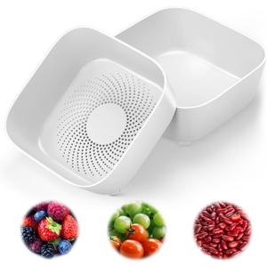 Colander for Kitchen, Detachable Fruit Bowl with Drip Tray, Plastic Food Strainer for Fruits, Vegetables, Berries and Pasta, Colander Set for Home and RV Use, Dishwasher Safe