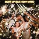 HONLYNE 58 PCS Wedding Wands with Lights,Fairy Wands, LED Silk Fairy Wand with Bells for Wedding Send Off, New Year, Raves, Concert, Birthday