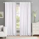 Hausattire Farmhouse Cotton Curtains 50x96 Inch Set of 2 Window Curtain Panels Reverse Tab Top Back Tab Semi-Sheer Curtains for Living Room|Bedroom|Home|Office|Shower| Indoor & Outdoor Drapes|White