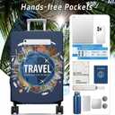 Travel around the world Travel Luggage Cover, Travel-Themed Suitcase Protector Stretchable, Washable Travel Suitcase Cover Travel around the world, M-(22-24) Inch