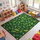 Drydiet 11.8 x 6.6 ft Classroom Rug Elementary Daycare Larg Rug Green Leaf