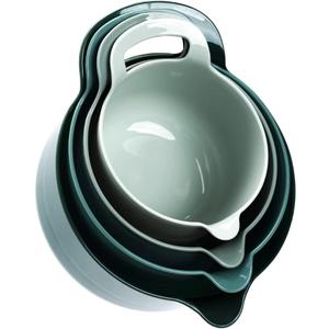 BoxedHome 4 Pack Nesting Mixing Bowl with Pour Spout and Handle, BPA free Microwave & Dishwasher Safe(Green, 4 Pack with Handle), 1.32 Qt